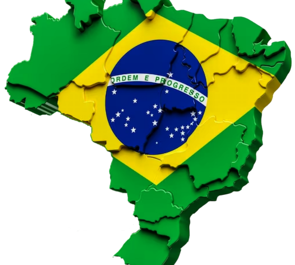Brasil com as cores da Bandeira Nacional.
