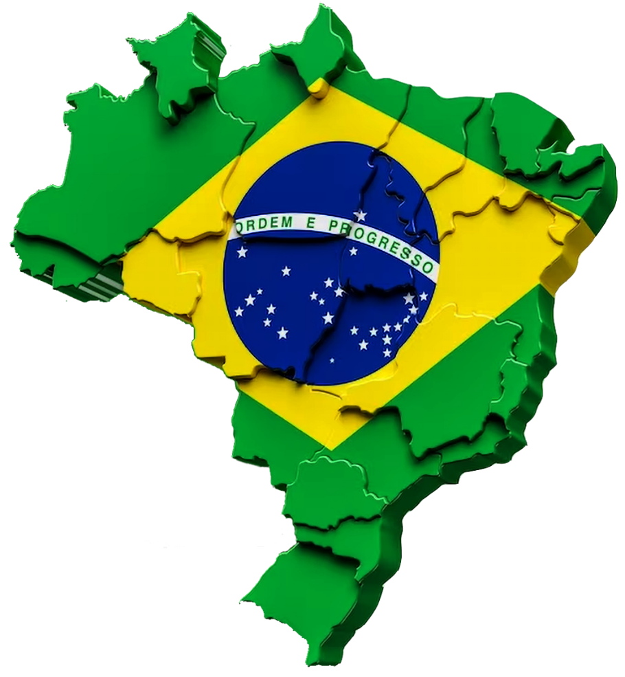 Brasil com as cores da Bandeira Nacional.